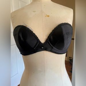 Vintage Black Strapless Bra - Pinup Retro Burlesque 36A